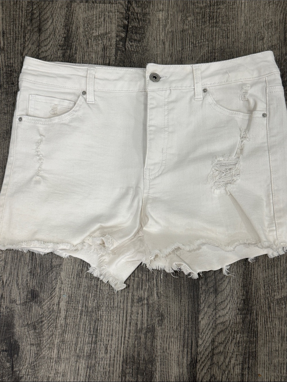 Wax Jean White Distressed Denim Cutoff Shorts